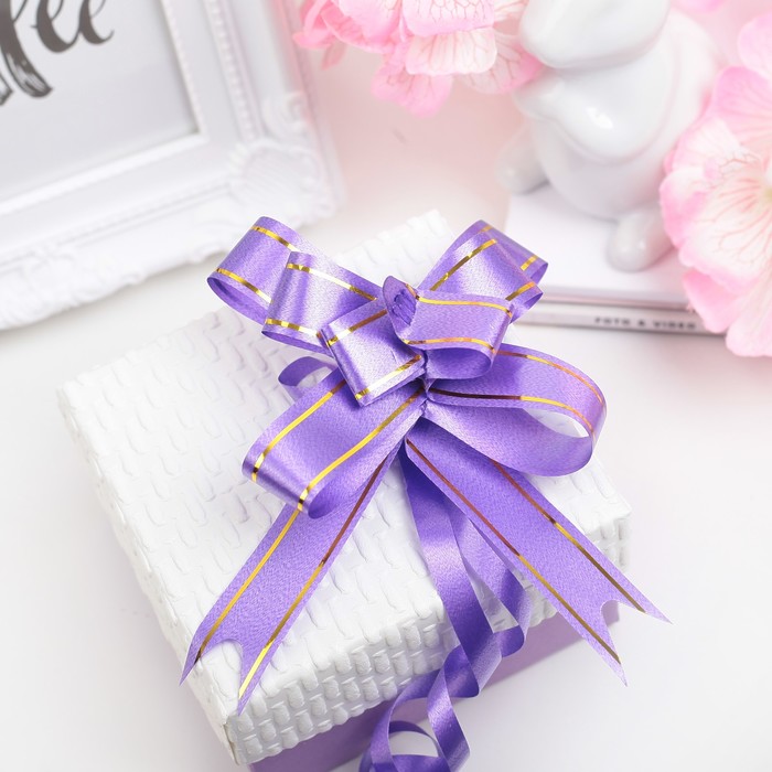 Бант-бабочка №1,8 золотая полоса, фиолетовый