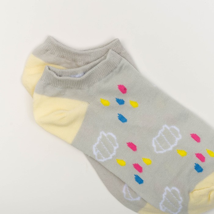 Носки женские укороч. Нжу512-6 Дождик с тучками цвет серый, р-р 23-25 (36-40)