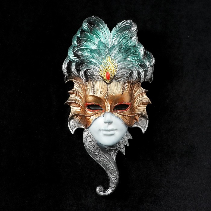 Венецианская маска "Сова" белая 28см