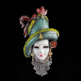 

Венецианская маска "Леди в шляпе" белая, 33см