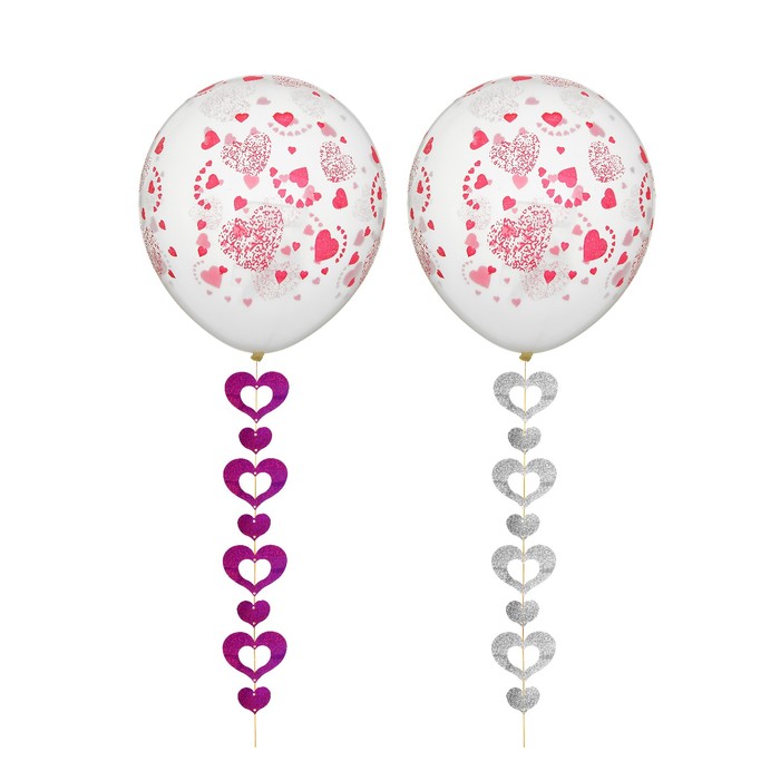 Набор "Шар 12" подвеска фигурное сердце", голография, 4 шт