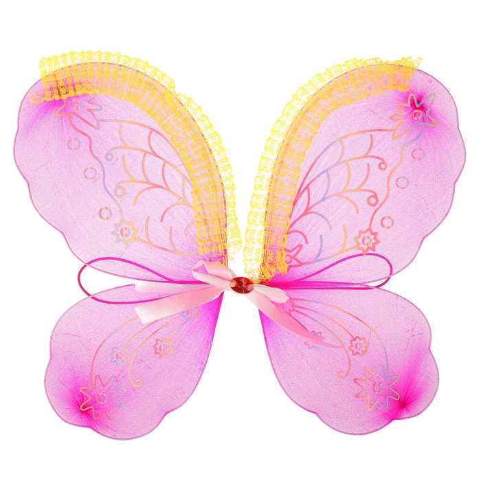 Карнавальные крылья "Бабочка" с узорами, цвет фуксия