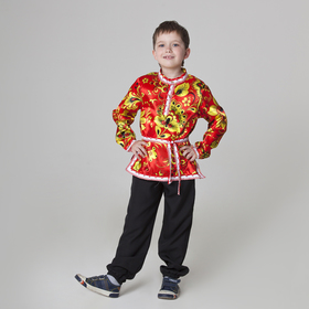 Карнавальная русская рубаха «Хохлома», атлас, р. 34, рост 134 см, цвет красный Ош