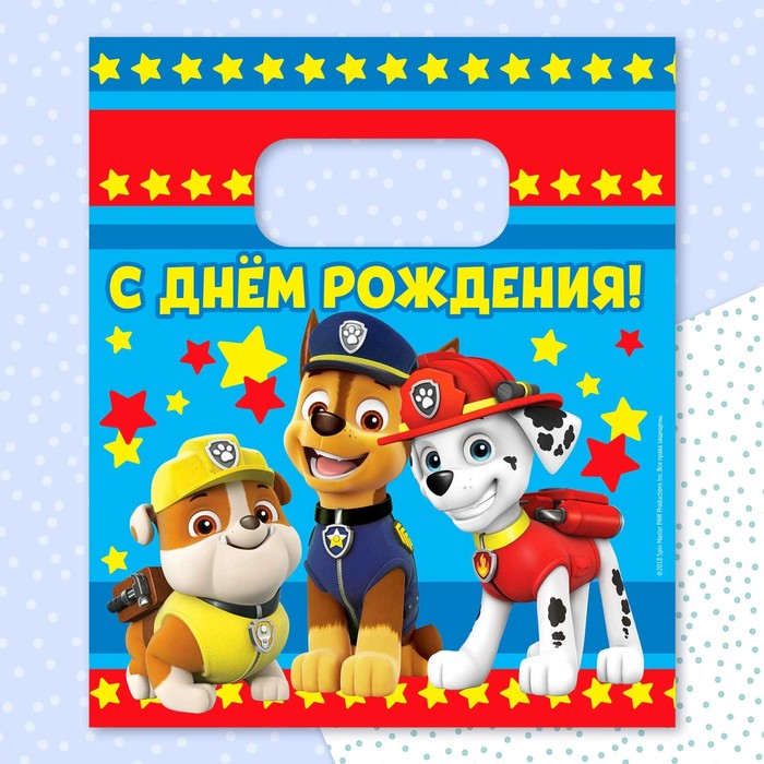 Щенячий патруль. Пакет полиэтиленовый "С днем рождения, команда!", 17 х 20 см