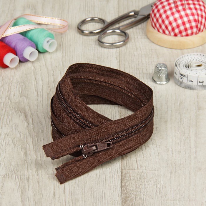 Молния "Спираль" №5, разъёмная, 60см, цвет коричневый