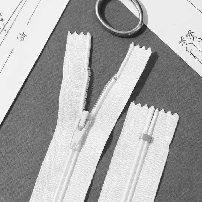 Молния "Спираль" №4, неразъёмная, 50см, цвет белый