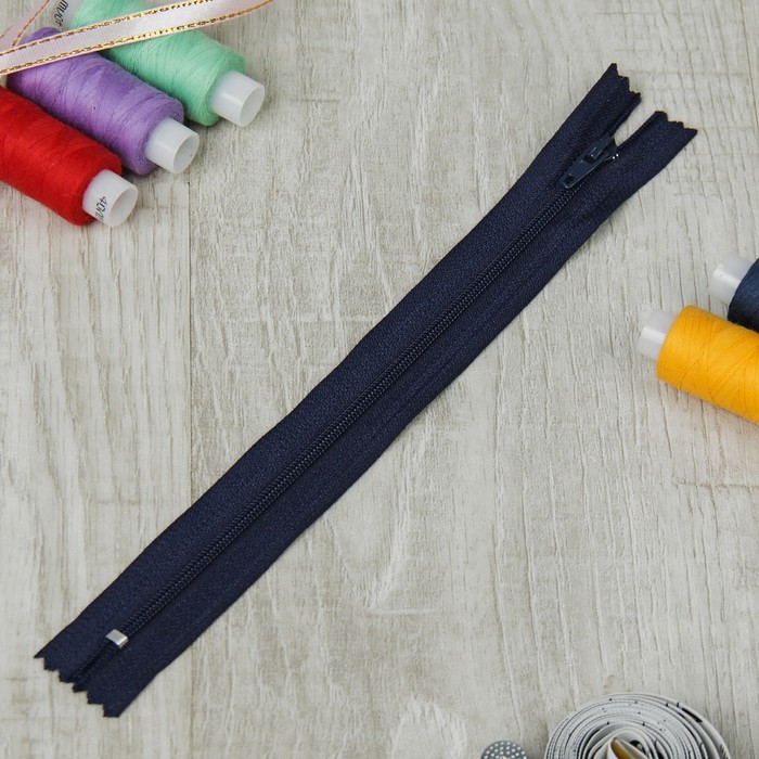 Молния "Спираль" №3, неразъёмная, 20см, цвет тёмно-синий