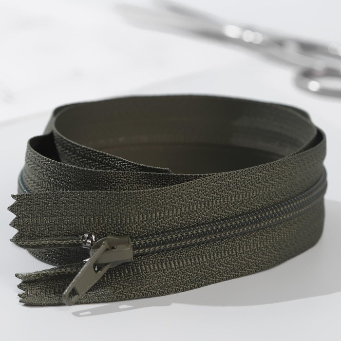 Молния "Спираль" №4, неразъёмная, 60см, цвет хаки