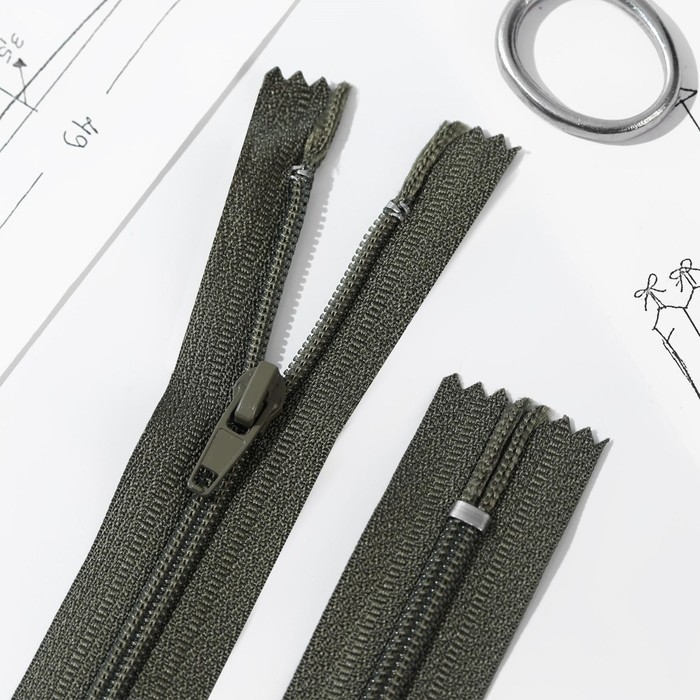 Молния "Спираль" №4, неразъёмная, 60см, цвет хаки