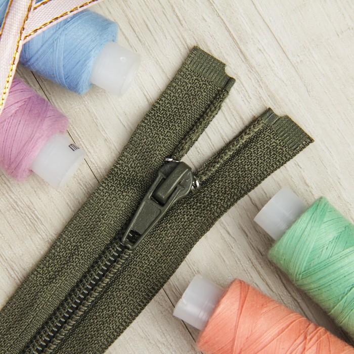 Молния "Спираль" №5, разъёмная, 80см, цвет хаки