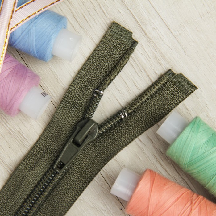 Молния "Спираль" №5, разъёмная, 80см, цвет хаки