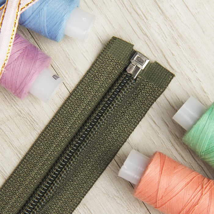 Молния "Спираль" №5, разъёмная, 80см, цвет хаки