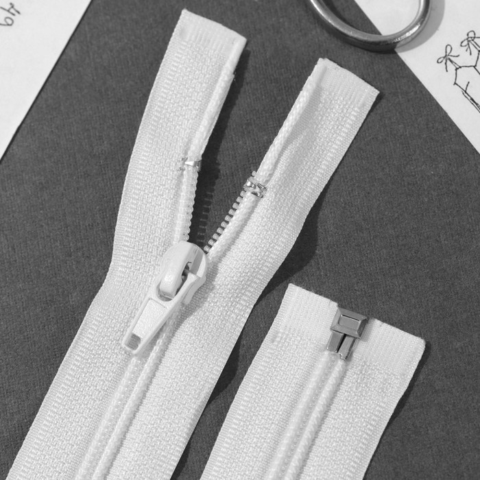 Молния "Спираль" №5, разъёмная, 40см, цвет белый