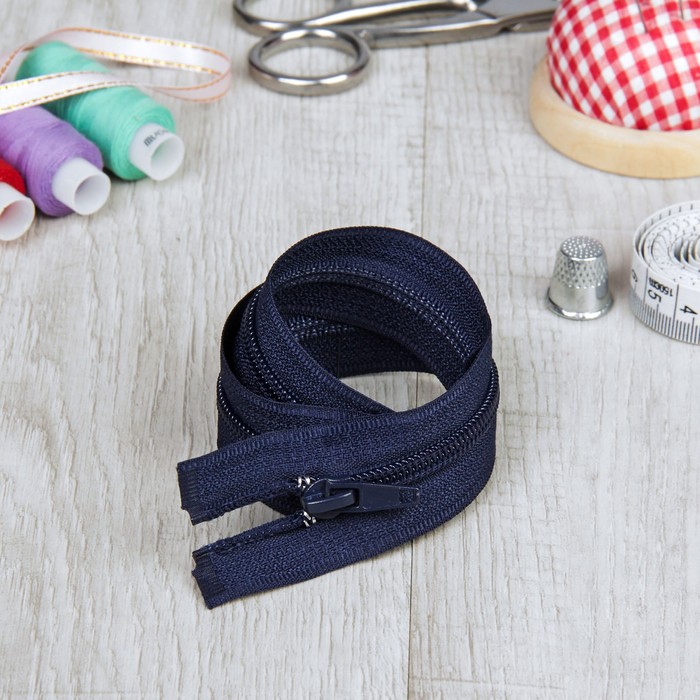 Молния "Спираль" №5, разъёмная, 40см, цвет тёмно-синий