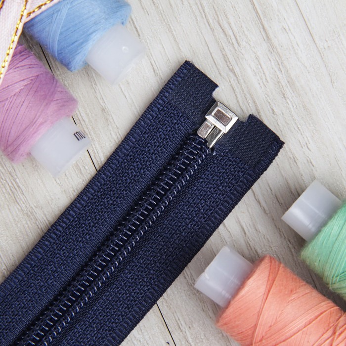 Молния "Спираль" №5, разъёмная, 40см, цвет тёмно-синий