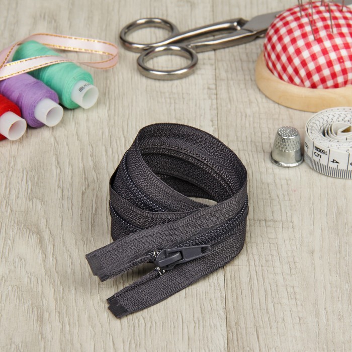 Молния "Спираль" №5, разъёмная, 40см, цвет серый