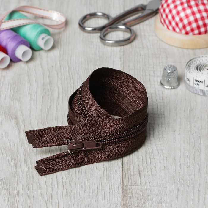 Молния "Спираль" №5, разъёмная, 40см, цвет коричневый