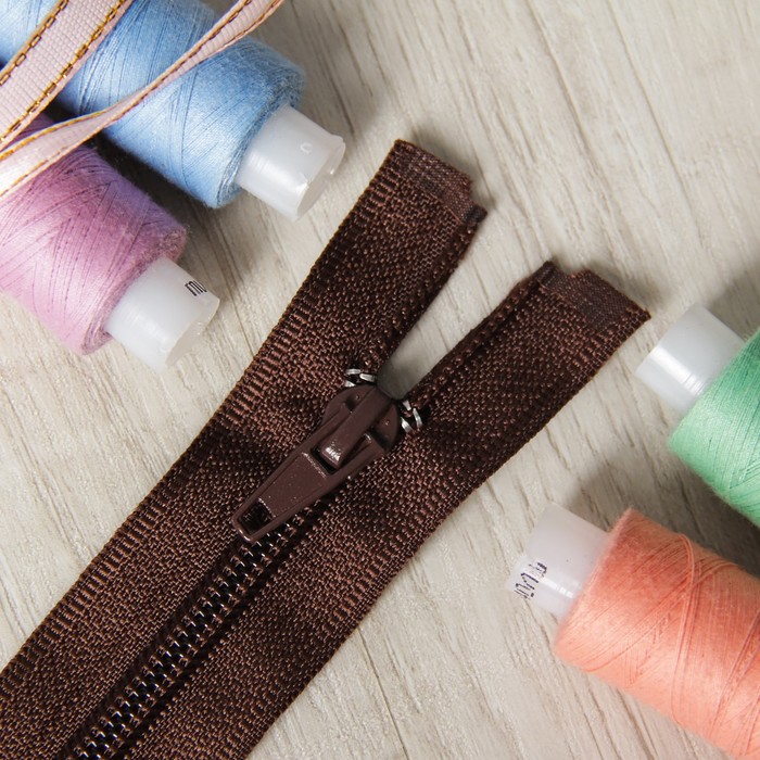 Молния "Спираль" №5, разъёмная, 40см, цвет коричневый