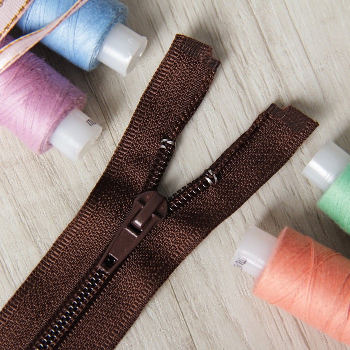 Молния "Спираль" №5, разъёмная, 40см, цвет коричневый