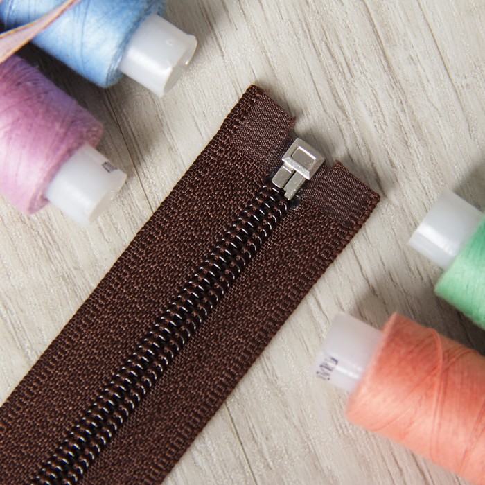 Молния "Спираль" №5, разъёмная, 40см, цвет коричневый