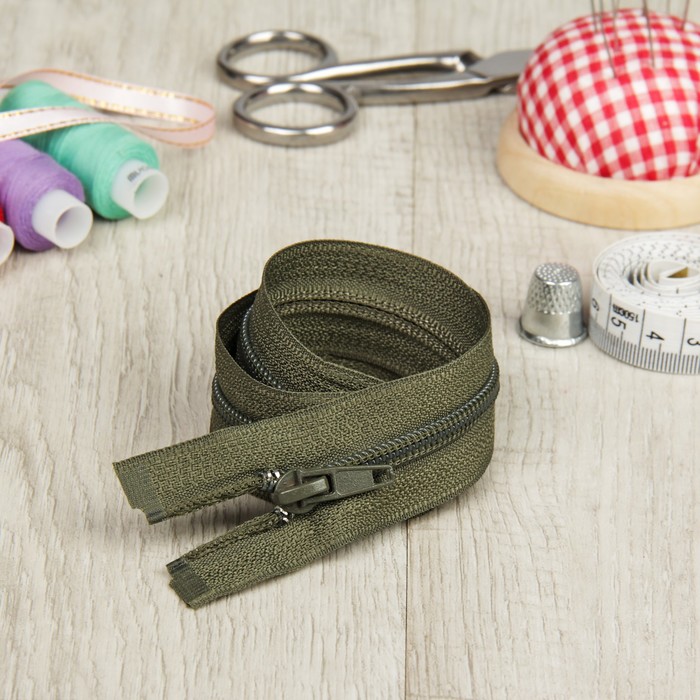 Молния "Спираль" №5, разъёмная, 40см, цвет хаки