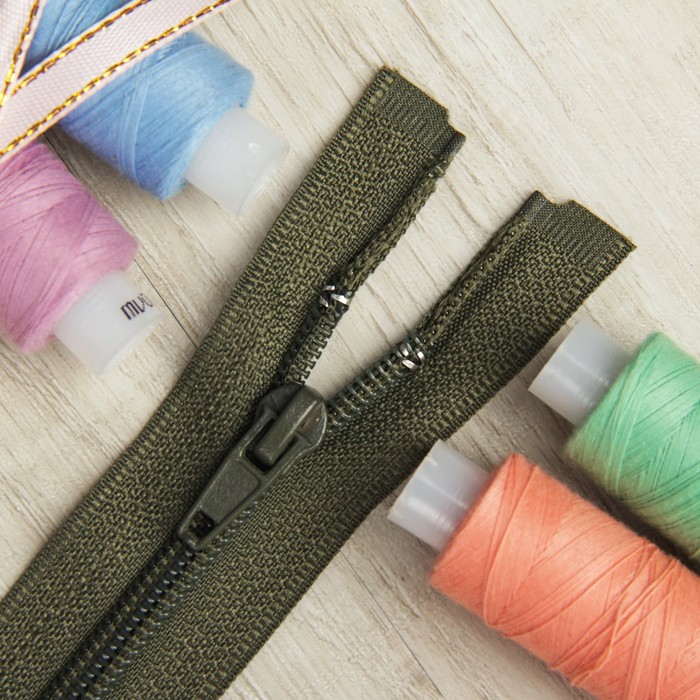 Молния "Спираль" №5, разъёмная, 40см, цвет хаки