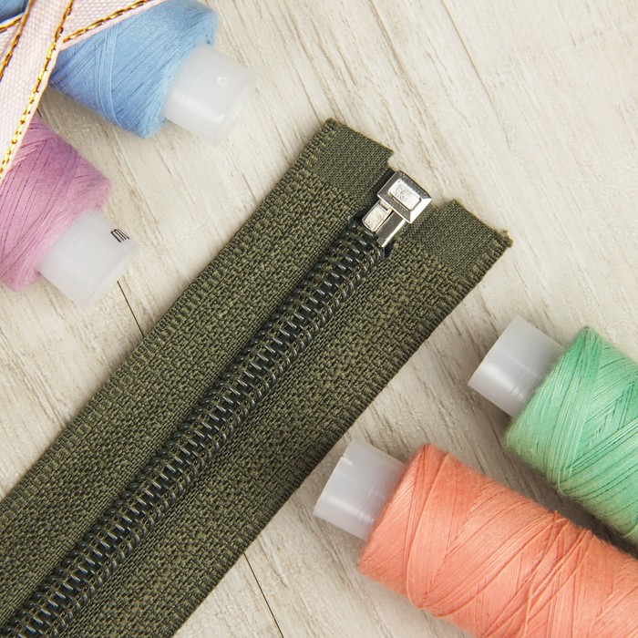 Молния "Спираль" №5, разъёмная, 40см, цвет хаки