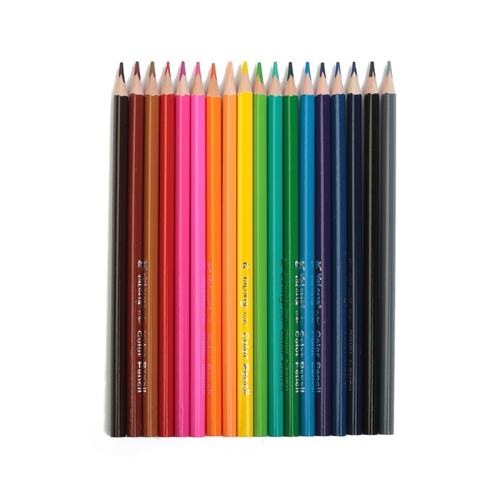 Карандаши 18цв в картонной коробке Yalong заточенные треугольные МИКС