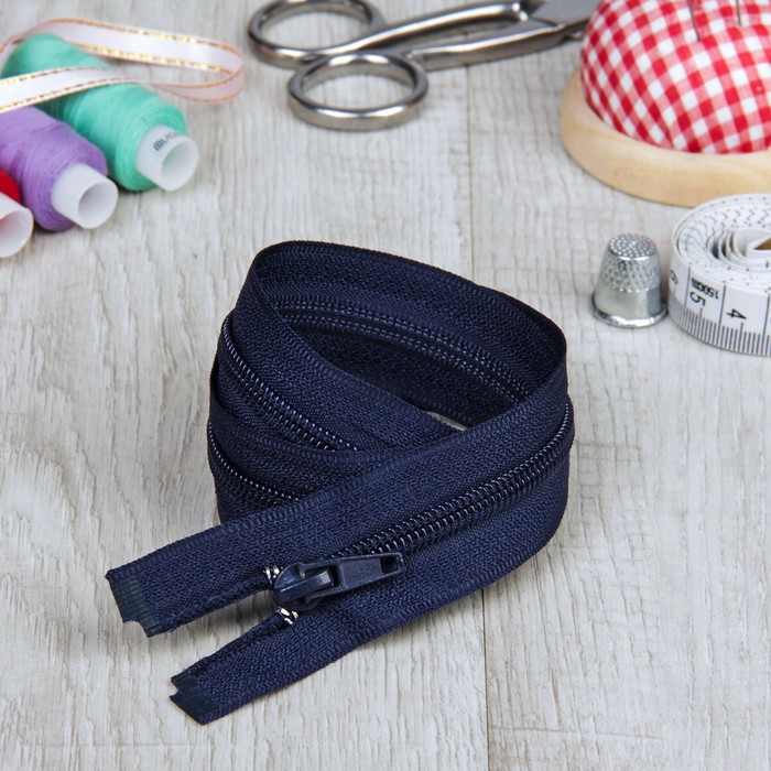 Молния "Спираль" №5, разъёмная, 50см, цвет тёмно-синий