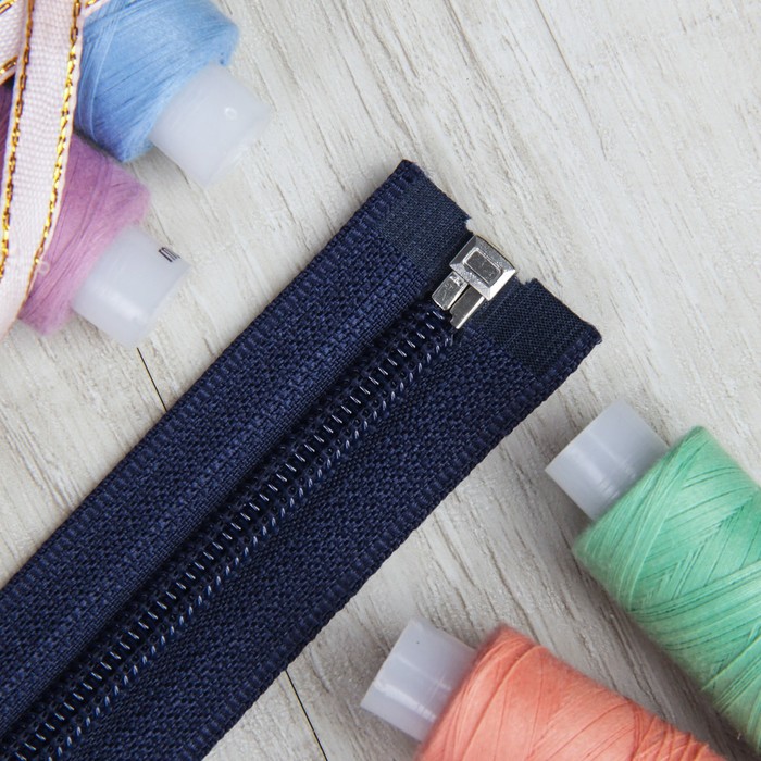 Молния "Спираль" №5, разъёмная, 50см, цвет тёмно-синий