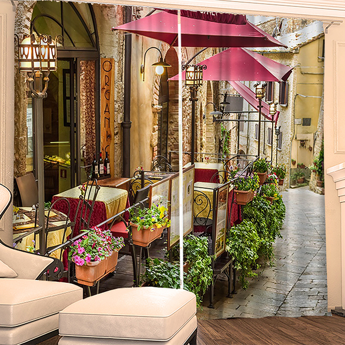 Фотошторы "Цветочное Кафе" 145х260 см 2шт, габардин 160гр/м2, пэ100%