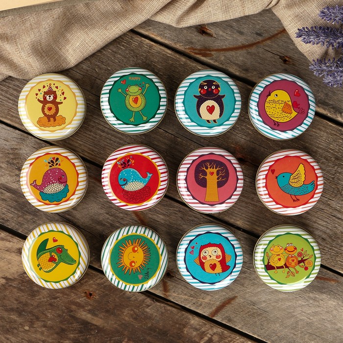 Шкатулка металл "Забавные зверята" МИКС 2,7х6,5х6,5 см