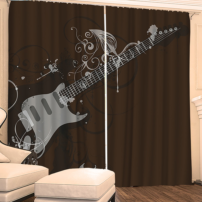 Фотошторы "Гитара Поет" 145х260 см 2шт, габардин 160гр/м2, пэ100%