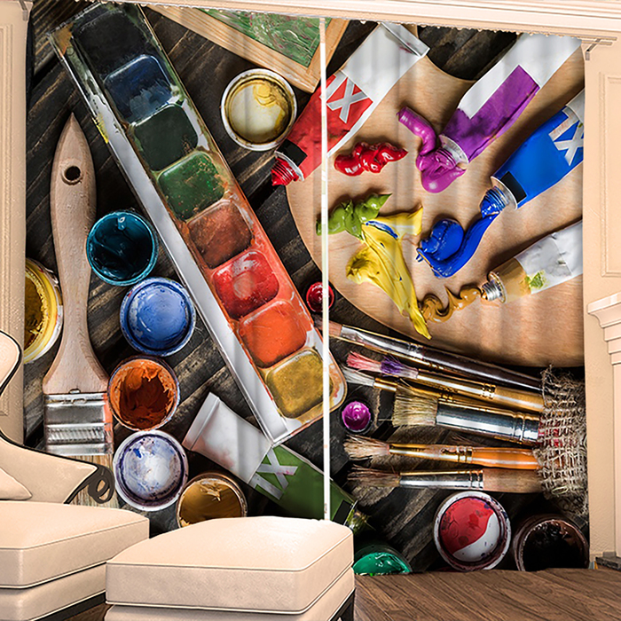 Фотошторы "Художник" 145х260 см 2шт, габардин 160гр/м2, пэ100%