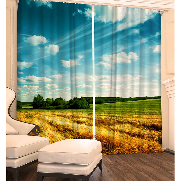Фотошторы "Поле" 145х260 см 2шт, габардин 160гр/м2, пэ100%