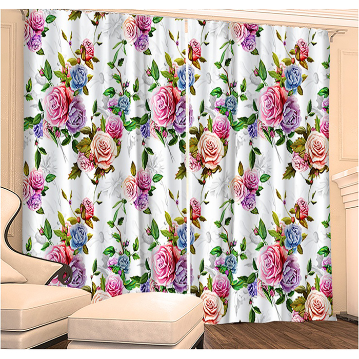 Фотошторы "Розы в Интерьере" 145х260 см 2шт, габардин 160гр/м2, пэ100%