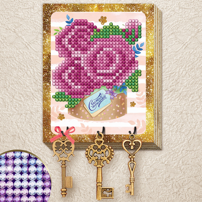 Алмазная мозаика на ключнице "Теплоты", 10 х 12,5 см