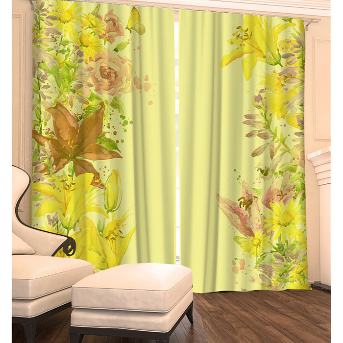 Фотошторы "Цветы Лета" 145х260 см 2шт, габардин 160гр/м2, пэ100%