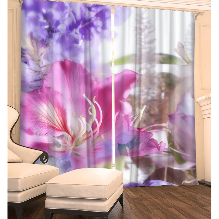 Фотошторы "Букет Нежности" 145х260 см 2шт, габардин 160гр/м2, пэ100%