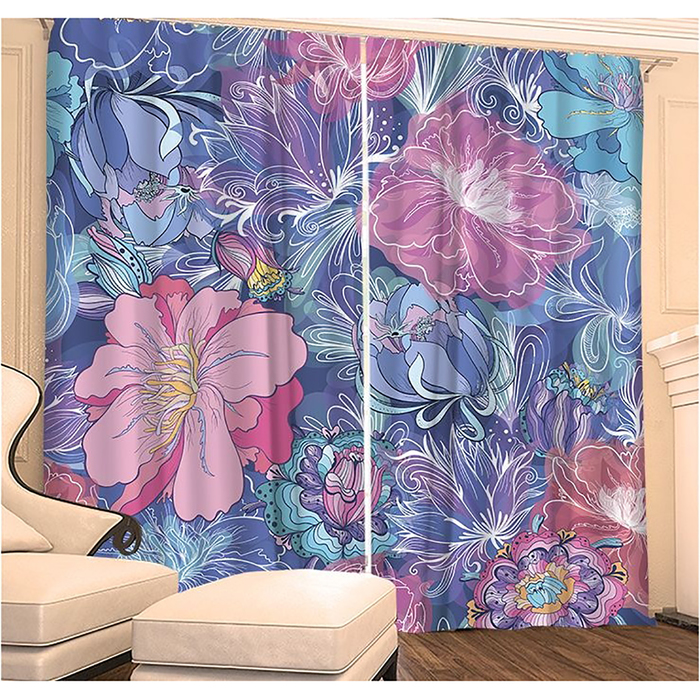 Фотошторы "Пионы" 145х260 см 2шт, габардин 160гр/м2, пэ100%