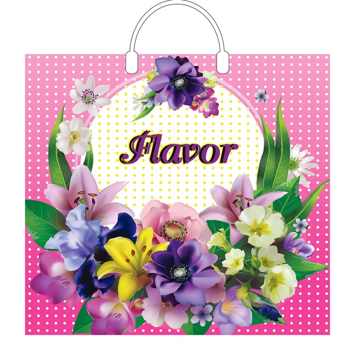 Пакет "Цветочный венок". полиэтиленовый с пластиковой ручкой. 38х35 см. 100 мкм.