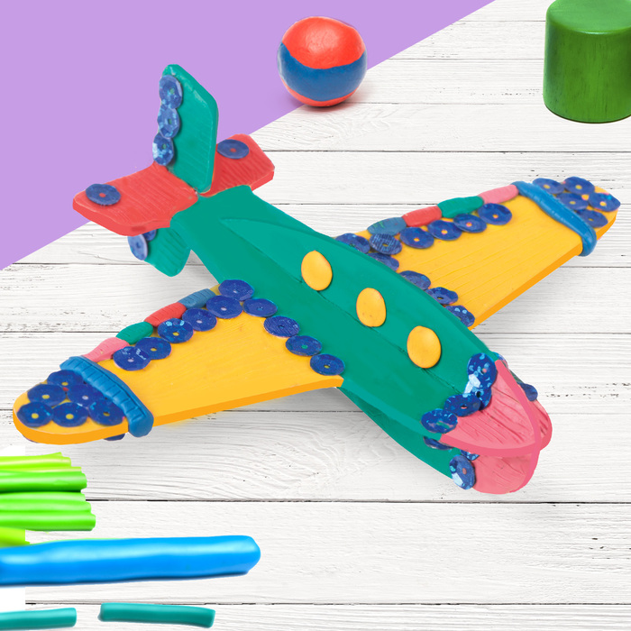 Аппликация пластилином 3Д "Самолёт"