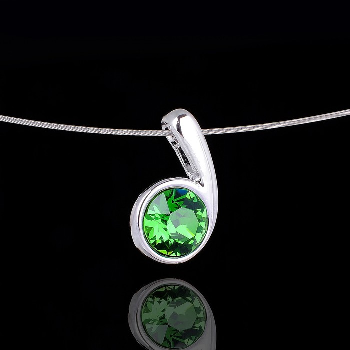 Кулон "Муссон", цвет тёмно-зелёный в серебре