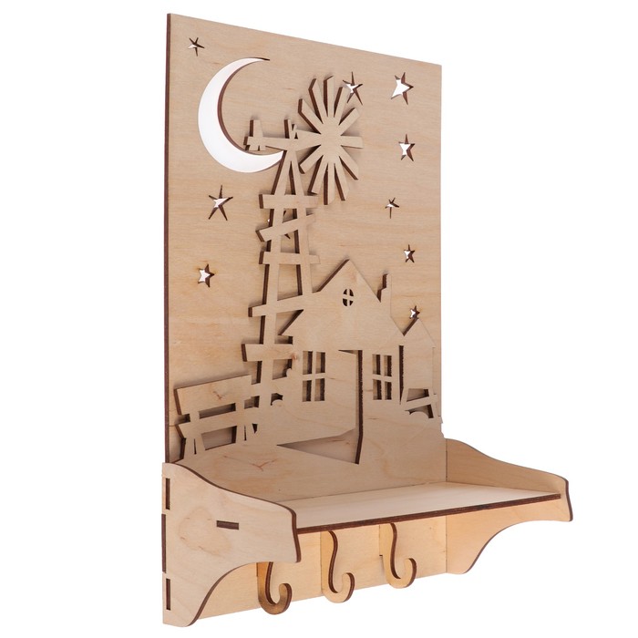 Ключница из фанеры "Вечерняя открытка" (набор 8 деталей) 30х21,5х8 см