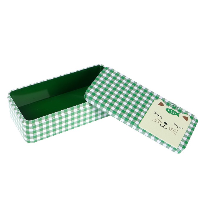 Шкатулка металл прямоугольник "Спящий кот" 5х18х8,5 см