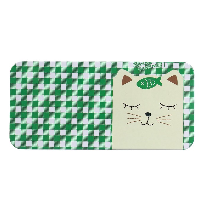 Шкатулка металл прямоугольник "Спящий кот" 5х18х8,5 см