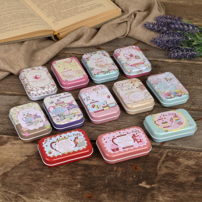 Шкатулка металл "Чаепитие" МИКС 1,8х7,5х5 см