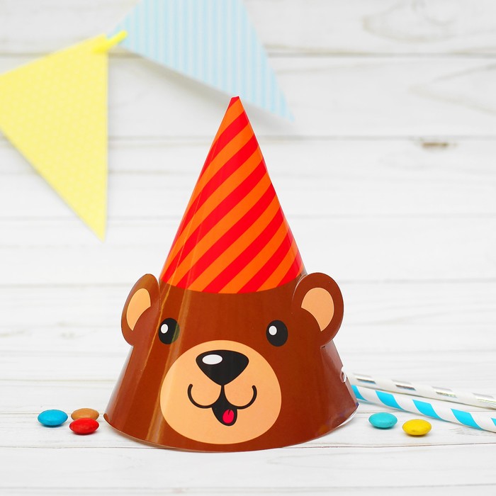 Праздничный колпак "Мишка" 16см