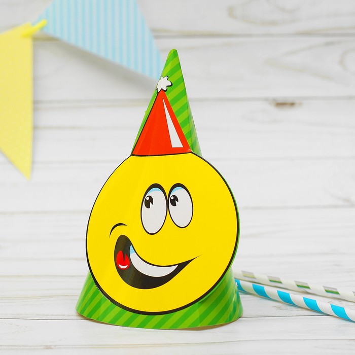 Праздничный колпак "Смайлик" 16см