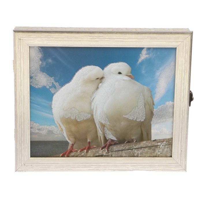 Ключница пластик "Белые птицы" 25х30 см